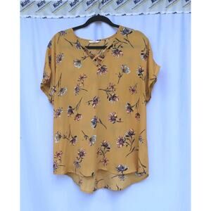 Maurices Blouse Short Sleeve Mustard Yellow XL